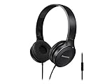 Panasonic Best in Class Over-the-Ear Stereo Headphones RP-HF100M-K (Black) Integrated Mic and Controller, Travel-Fold Design, Matt Finish, iPhone, Android Compatible