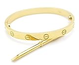 Luxury Official Celebrity Screw Love Oval Hinged Bracelets Bangles with Screwdriver for Women with Gift Box (Gold)