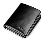 Besdel Men's Trifold Genuine Leather Wallet (Large,black)