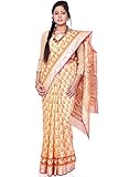 IndusDiva Women's Peach Cotton Saree