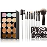 WINOMO 15 Colors Makeup Concealer Palette Face Contouring Kit + 10pcs Makeup Brush