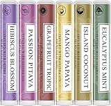 Art Naturals 100% Natural Lip Balm Beeswax - 6 Pack Assorted Flavors 0.15 oz each - Best Chapstick for Dry, Chapped & Cracked lips - Lip Repair & Therapy with Aloe Vera, Coconut, Castor & Jojoba Oil