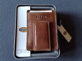 NEW FOSSIL Bradley Magnetic Multicard Front-Pocket Leather Wallet - Tan/Brown